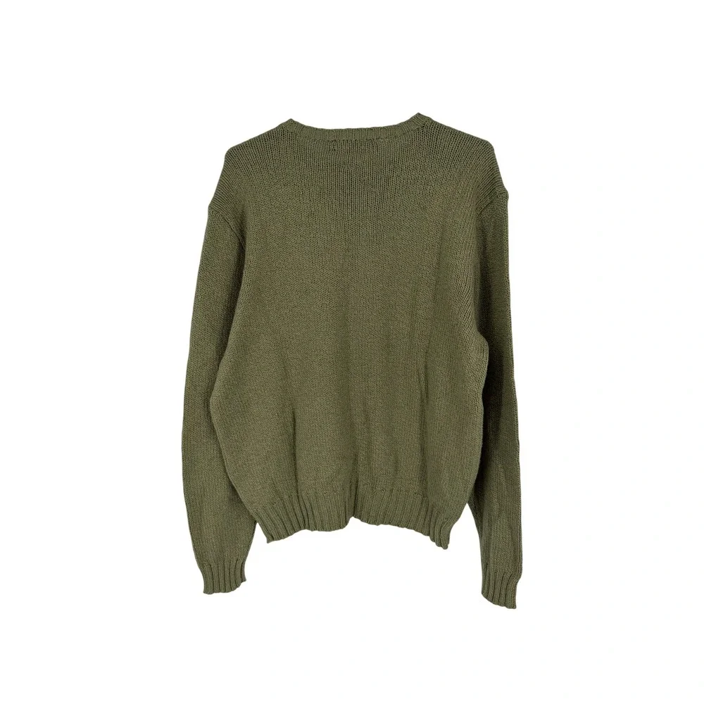 NEW Vtg Polo Ralph Lauren Mens XL Crewneck Sweater Olive Green Cotton Wool